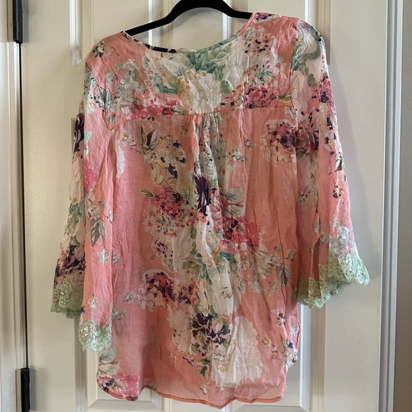 Aratta Silent Journey Long Sleeve Blouse Top Floral Sheer Size XS - Picture 9 of 12